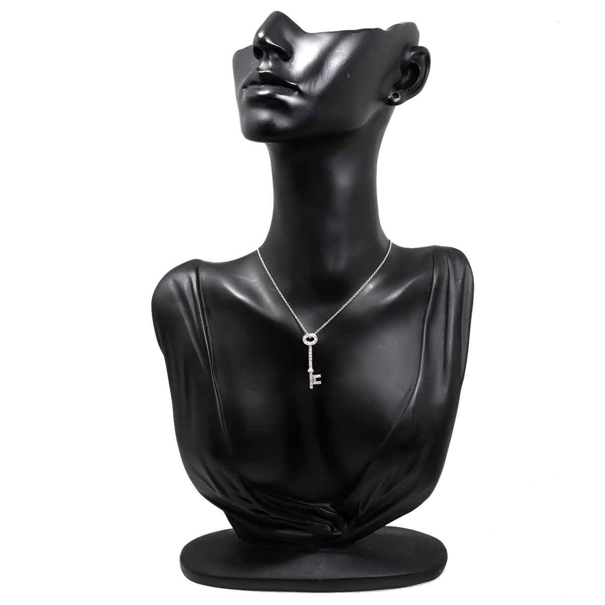 Oval Key Diamond Necklace Platinum