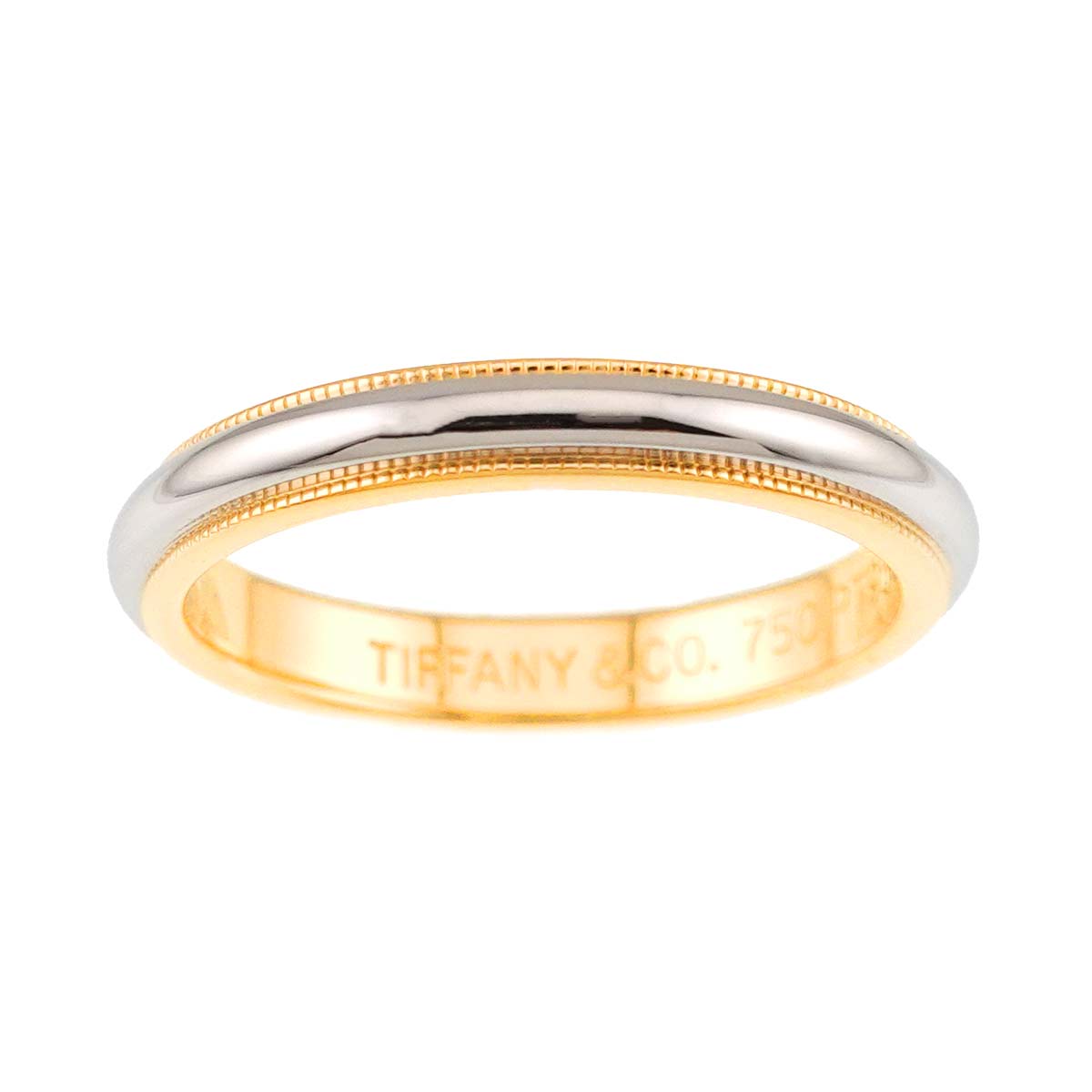Milgrain Band Ring Pt 18K YG 750 Size7.5-7.75(US)
