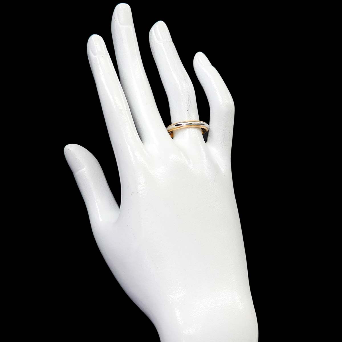 Milgrain Band Ring Pt 18K YG 750 Size7.5-7.75(US)
