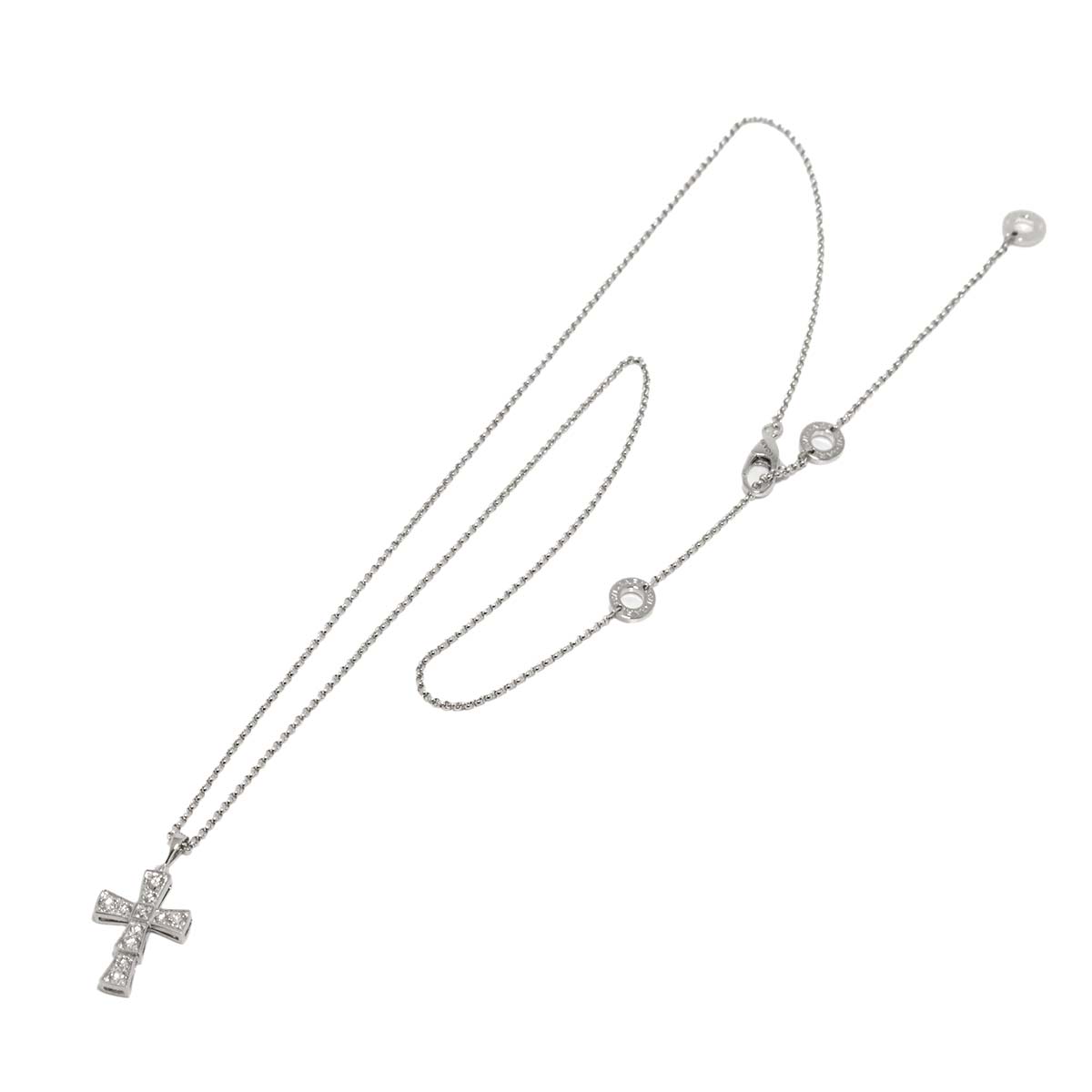 Serpenti Small Cross Diamond Necklace 18K White Gold 750