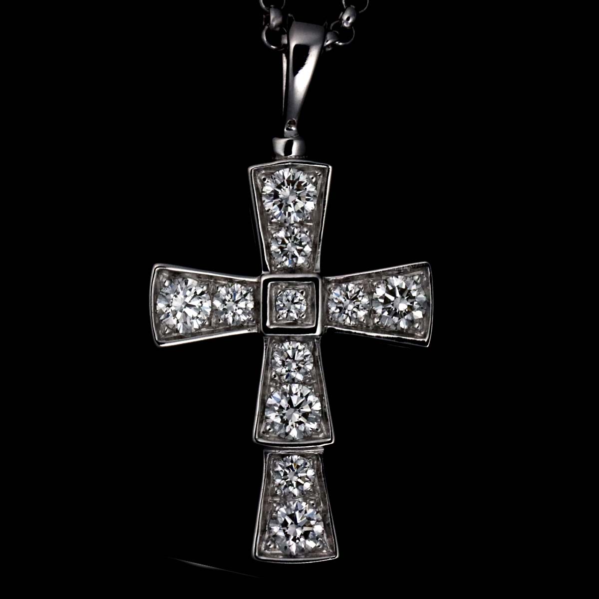 Serpenti Small Cross Diamond Necklace 18K White Gold 750
