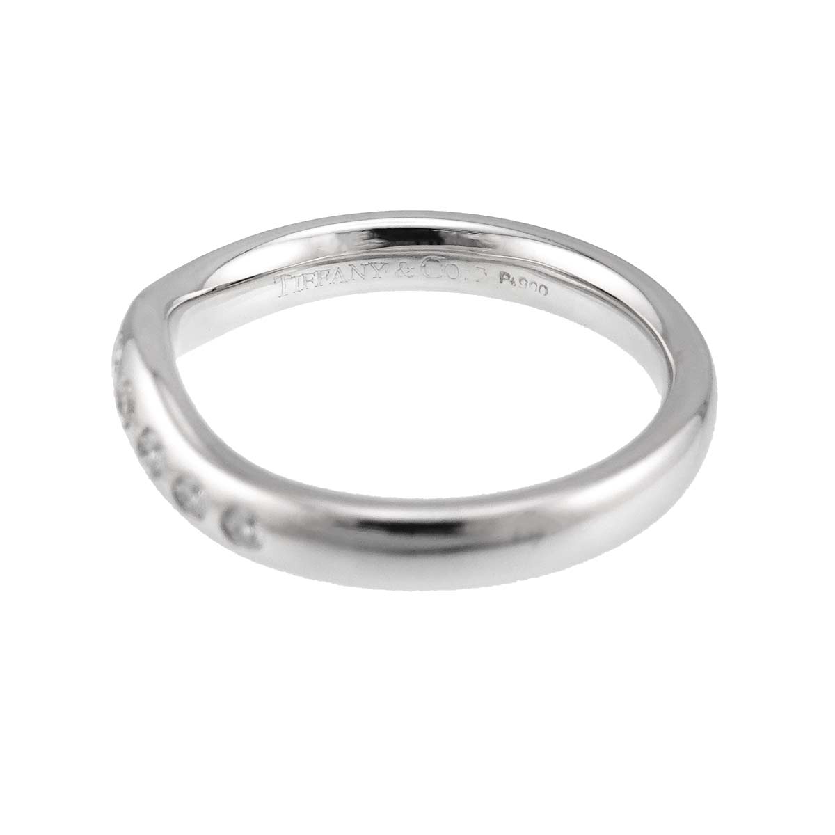 Wide Curved Band Diamond Ring Platinum size4.5(US)