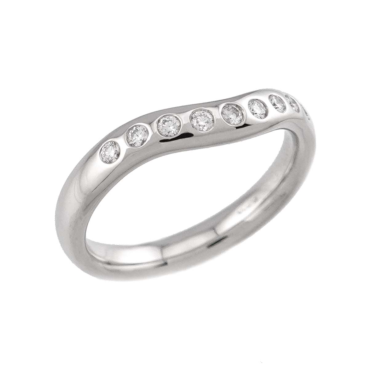 Wide Curved Band Diamond Ring Platinum size4.5(US)