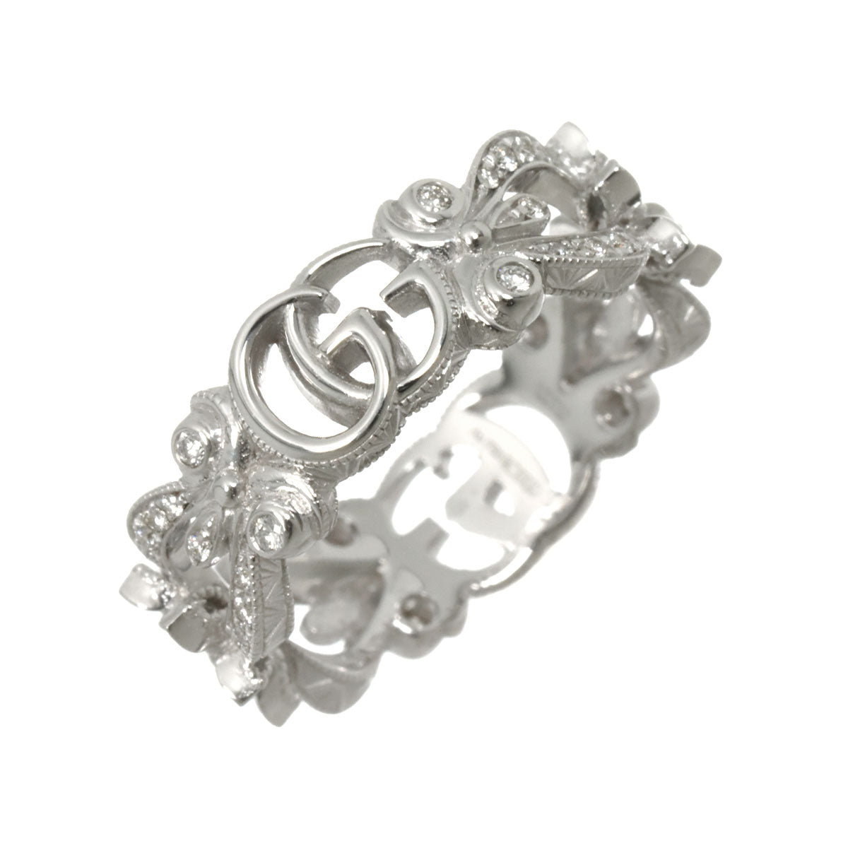 Flora Ring Diamond 18K White Gold 750 Size8 4.5(US)