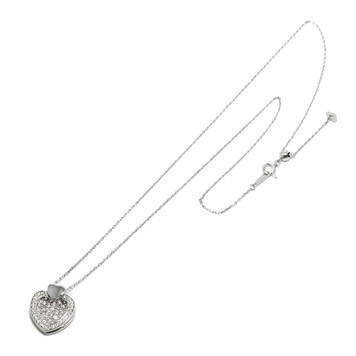 Diamond 0.65ct Heart Necklace 18K White Gold 750