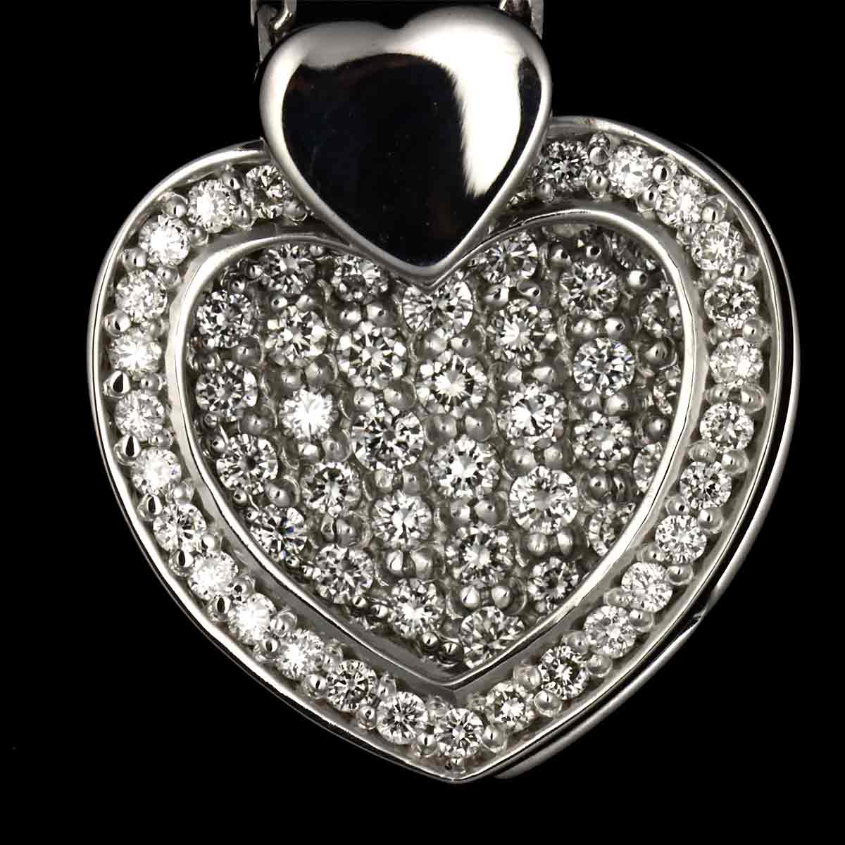 Diamond 0.65ct Heart Necklace 18K White Gold 750