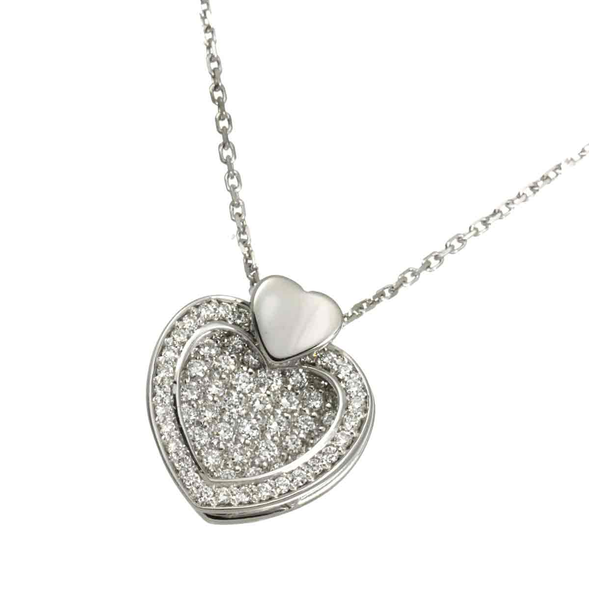 Diamond 0.65ct Heart Necklace 18K White Gold 750
