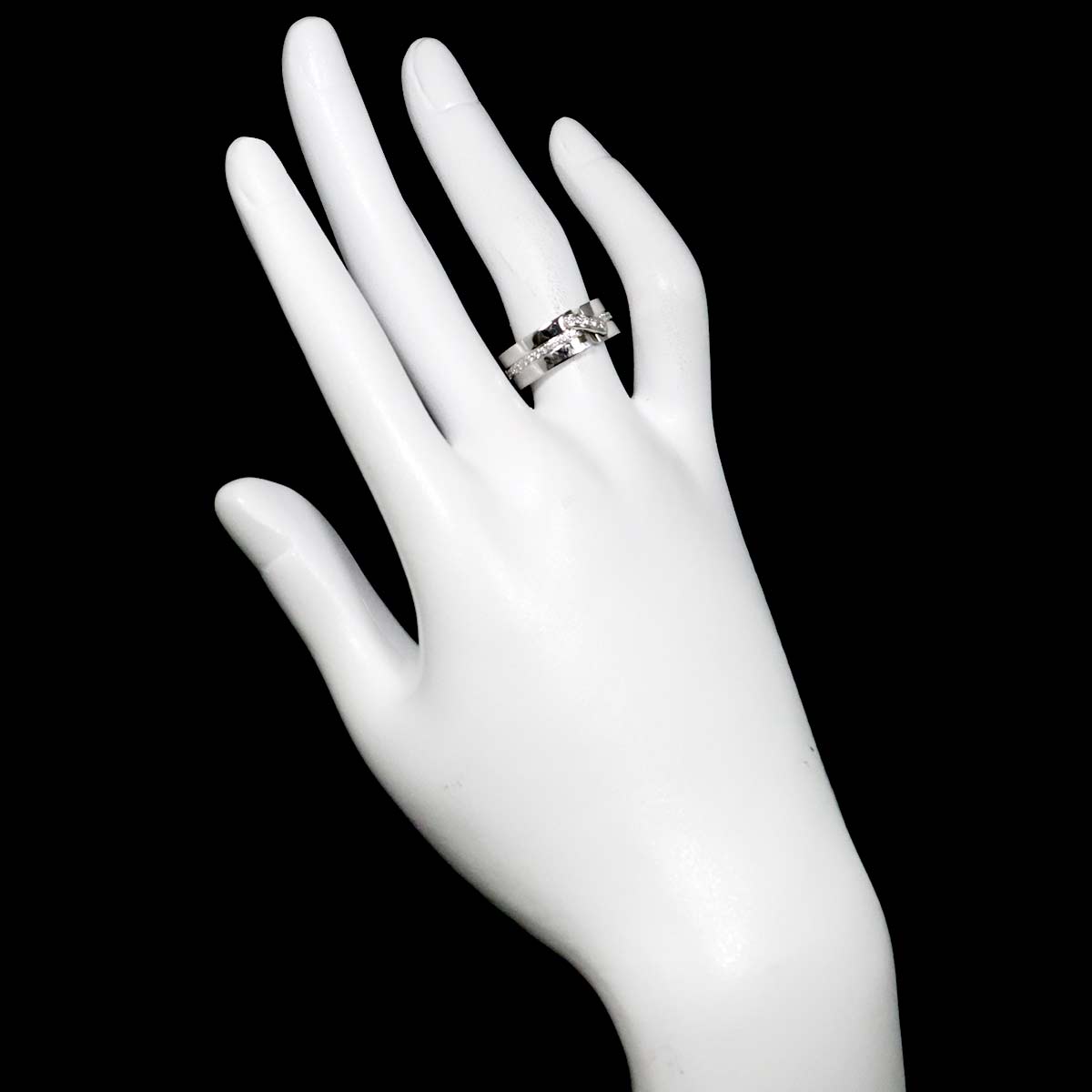 Liens Diamond Ring 18K White Gold 750 size52 6(US)