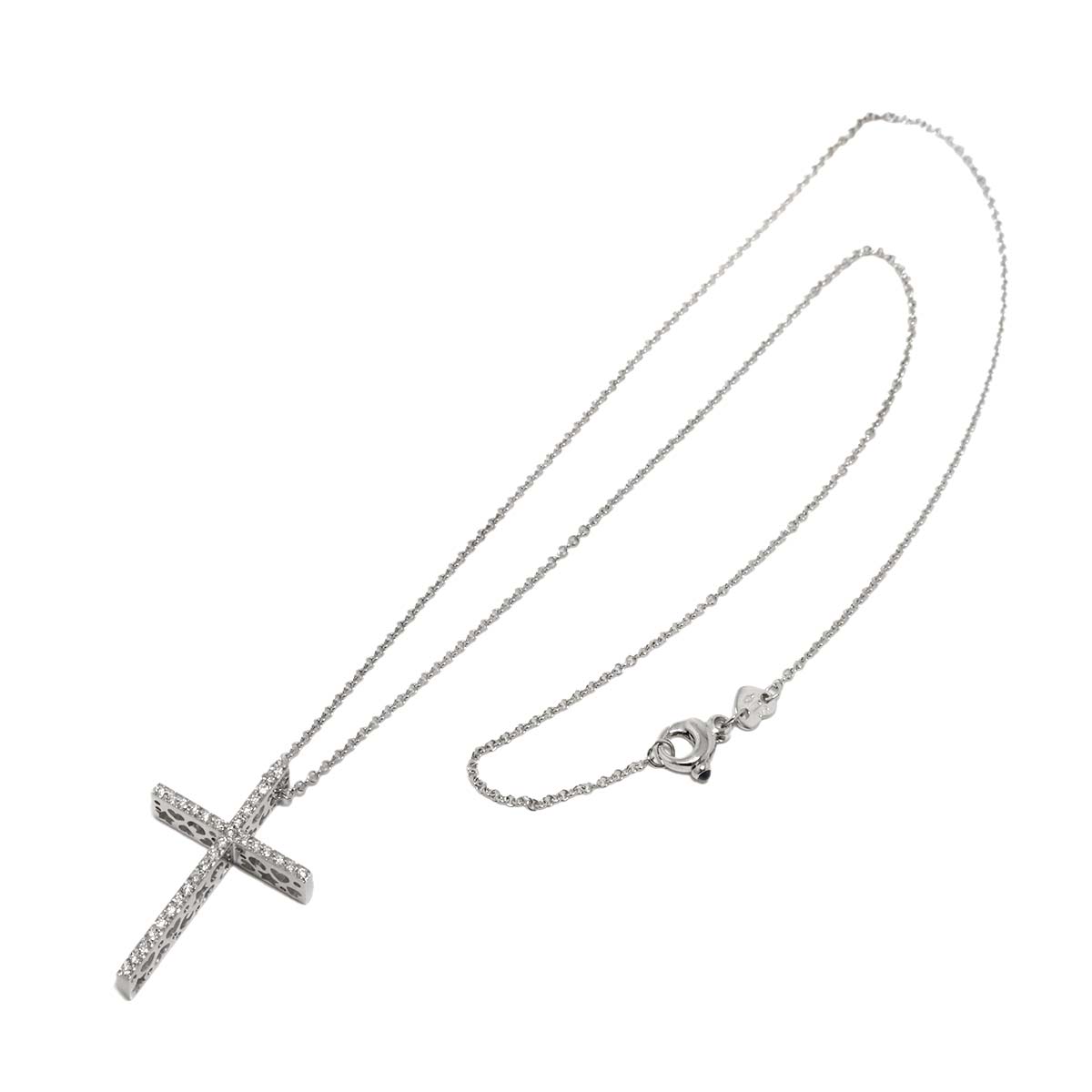 Diamond 0.49ct Sapphire Cross Necklace 18K WG 750