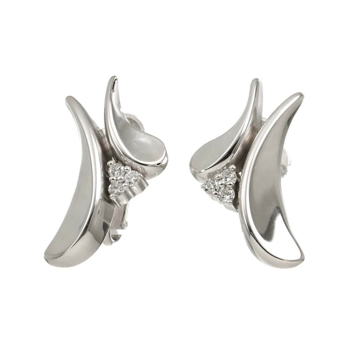 Diamond 0.20ct Earrings Clip on 18K 14K WG 750 585