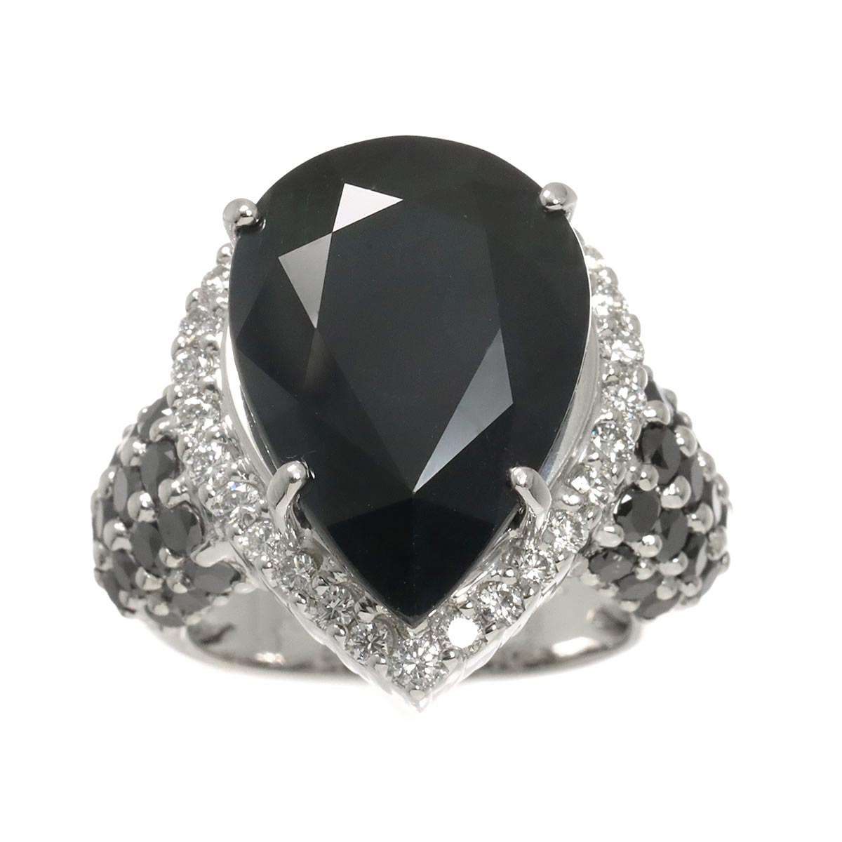 Sapphire 22.50ct Diamond Ring 18K WG Size6.75-7.25(US)