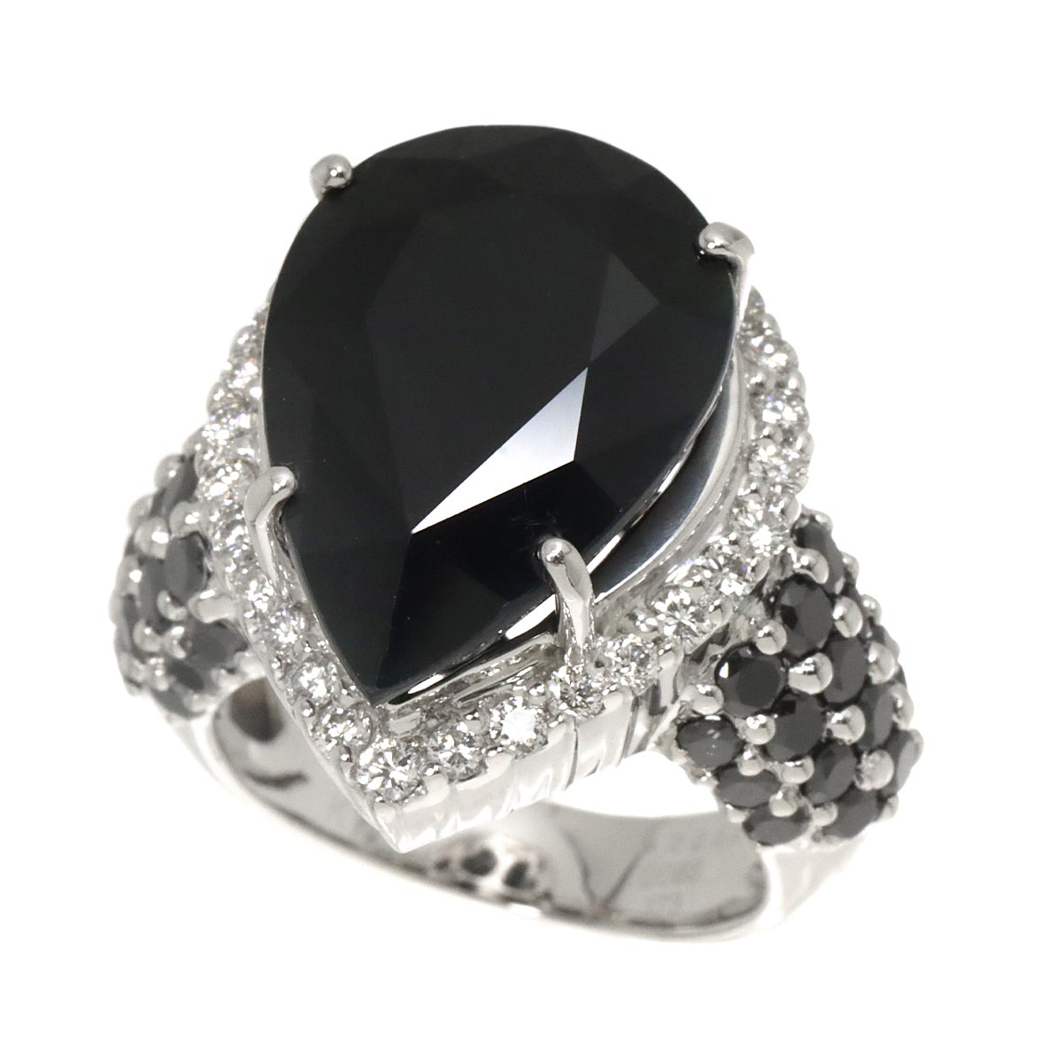 Sapphire 22.50ct Diamond Ring 18K WG Size6.75-7.25(US)