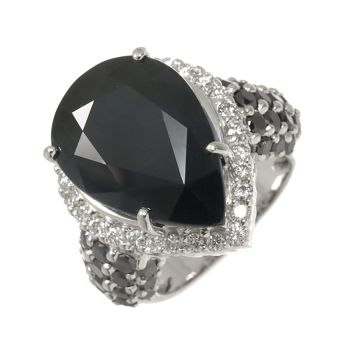 Sapphire 22.50ct Diamond Ring 18K WG Size6.75-7.25(US)