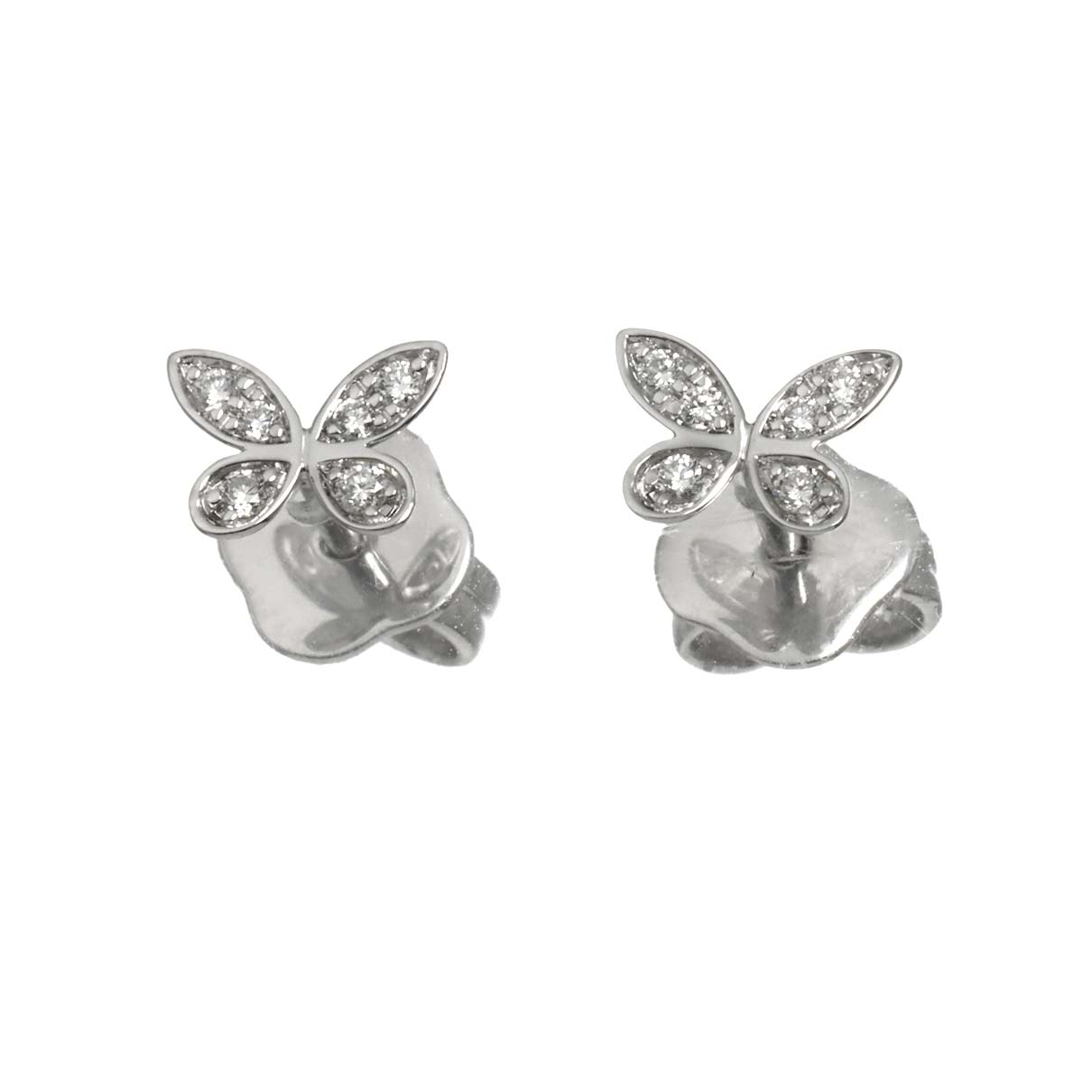 Pave butterfly Diamond Earrings Pierced 18K WG 750