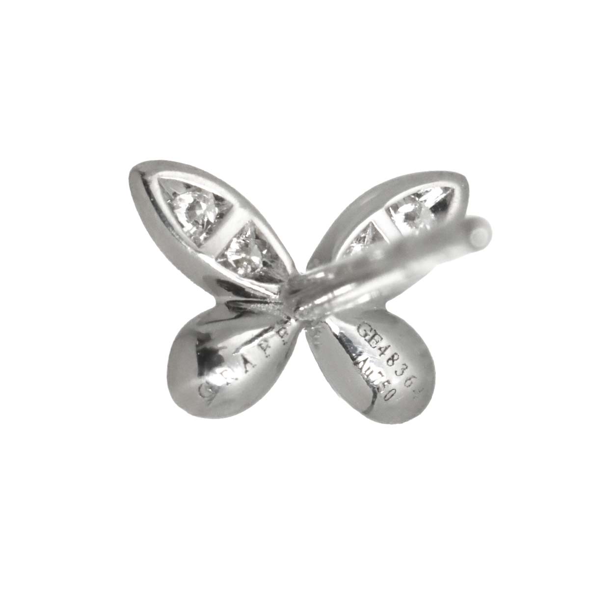 Pave butterfly Diamond Earrings Pierced 18K WG 750