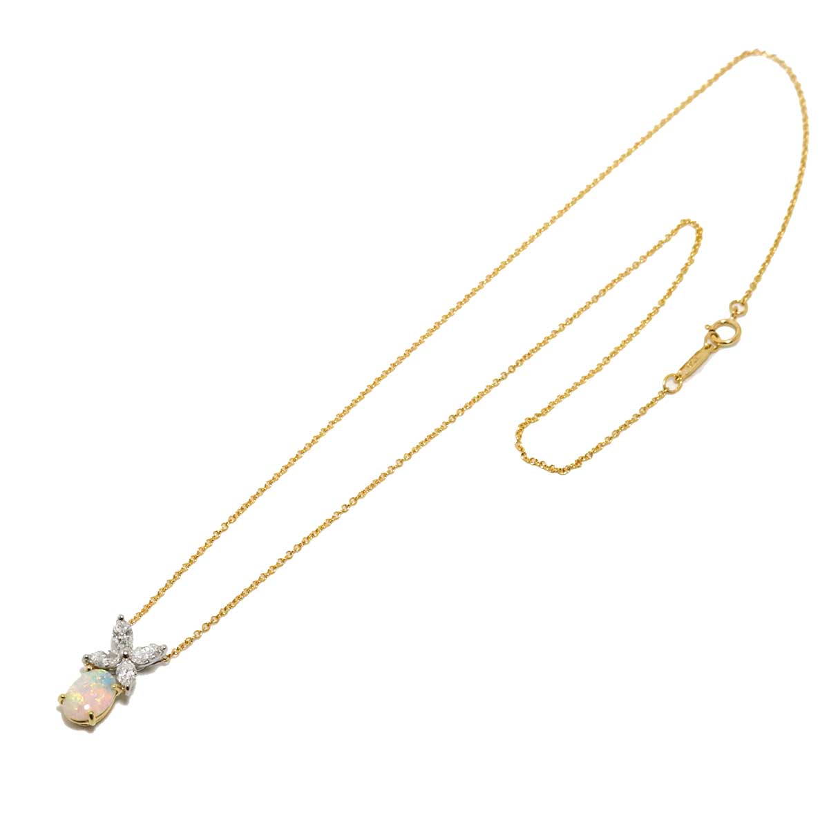 Victoria Diamond Opal Necklace Pt 18K YG 750