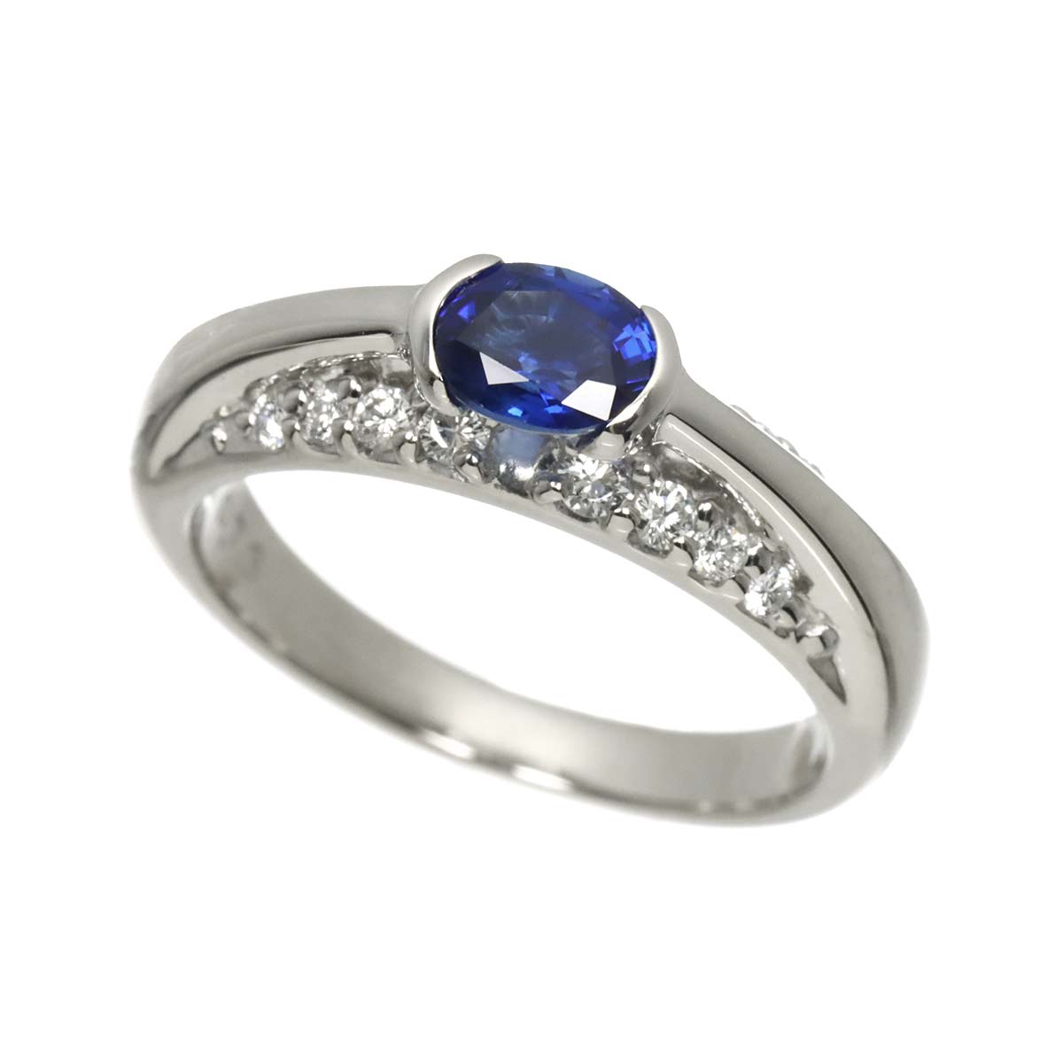Sapphire 0.73ct Diamond 0.23ct Ring Platinum size6(US)