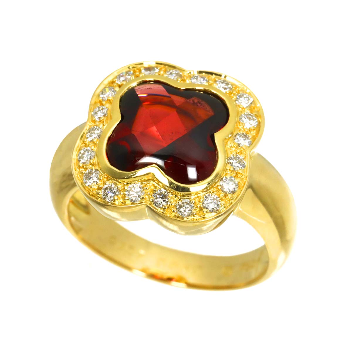 Garnet 3.57ct Diamond 0.30ct Ring 18K YG Size6-6.25(US)