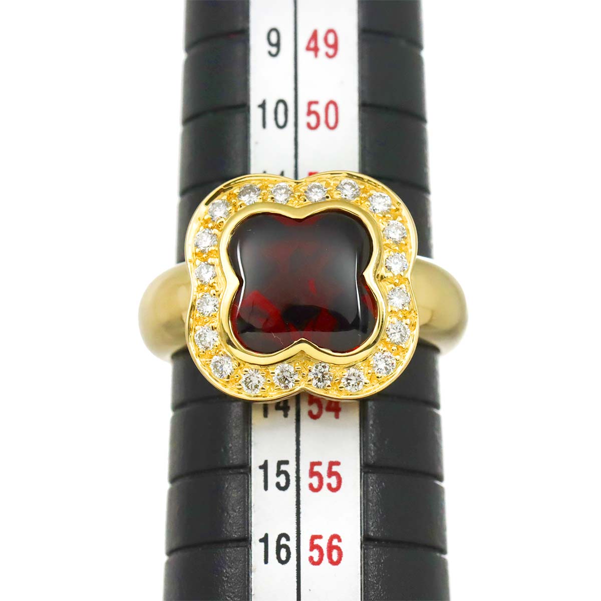 Garnet 3.57ct Diamond 0.30ct Ring 18K YG Size6-6.25(US)