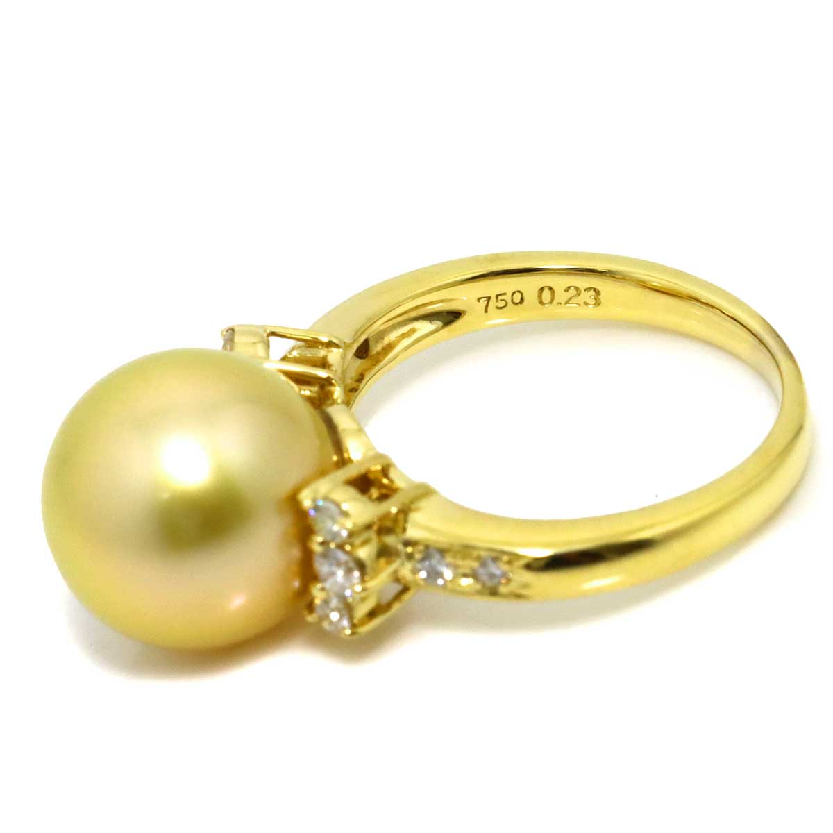 South Sea pearl Diamond 0.23ct Ring 18K YG 750 5.5-5.75(US)