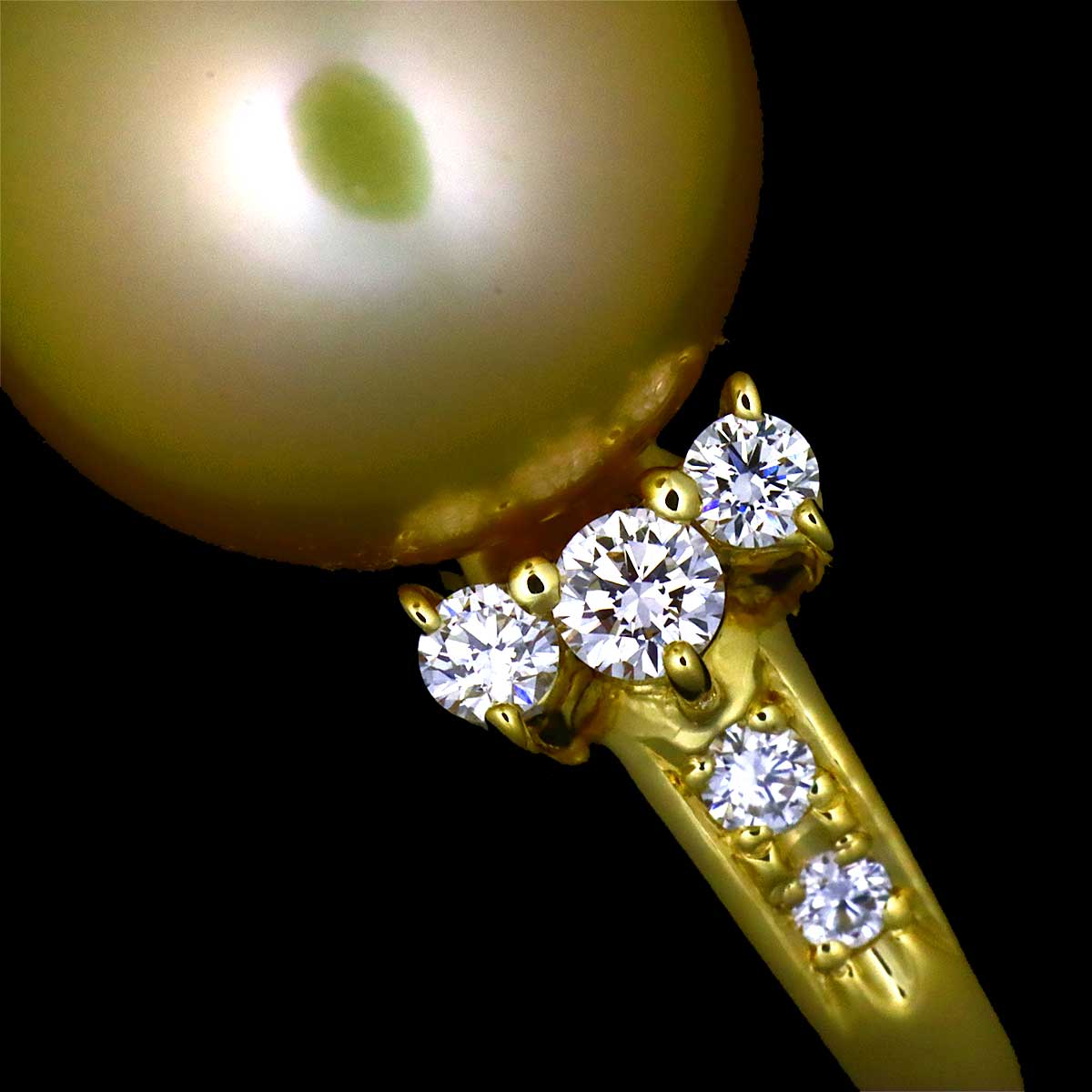 South Sea pearl Diamond 0.23ct Ring 18K YG 750 5.5-5.75(US)