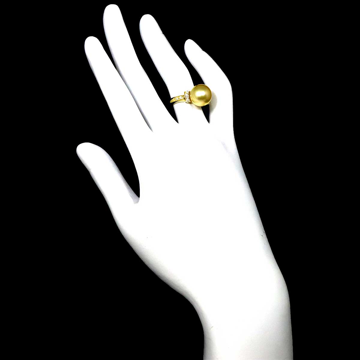 South Sea pearl Diamond 0.23ct Ring 18K YG 750 5.5-5.75(US)