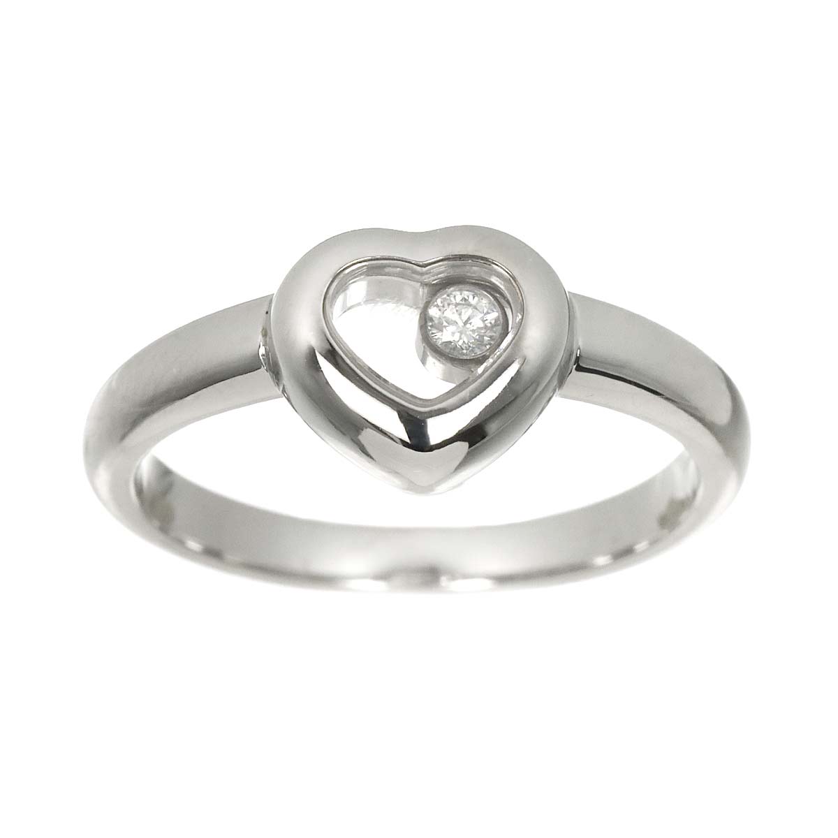Happy Diamond Heart Ring 18K WG 750 Size4.75-5(US)