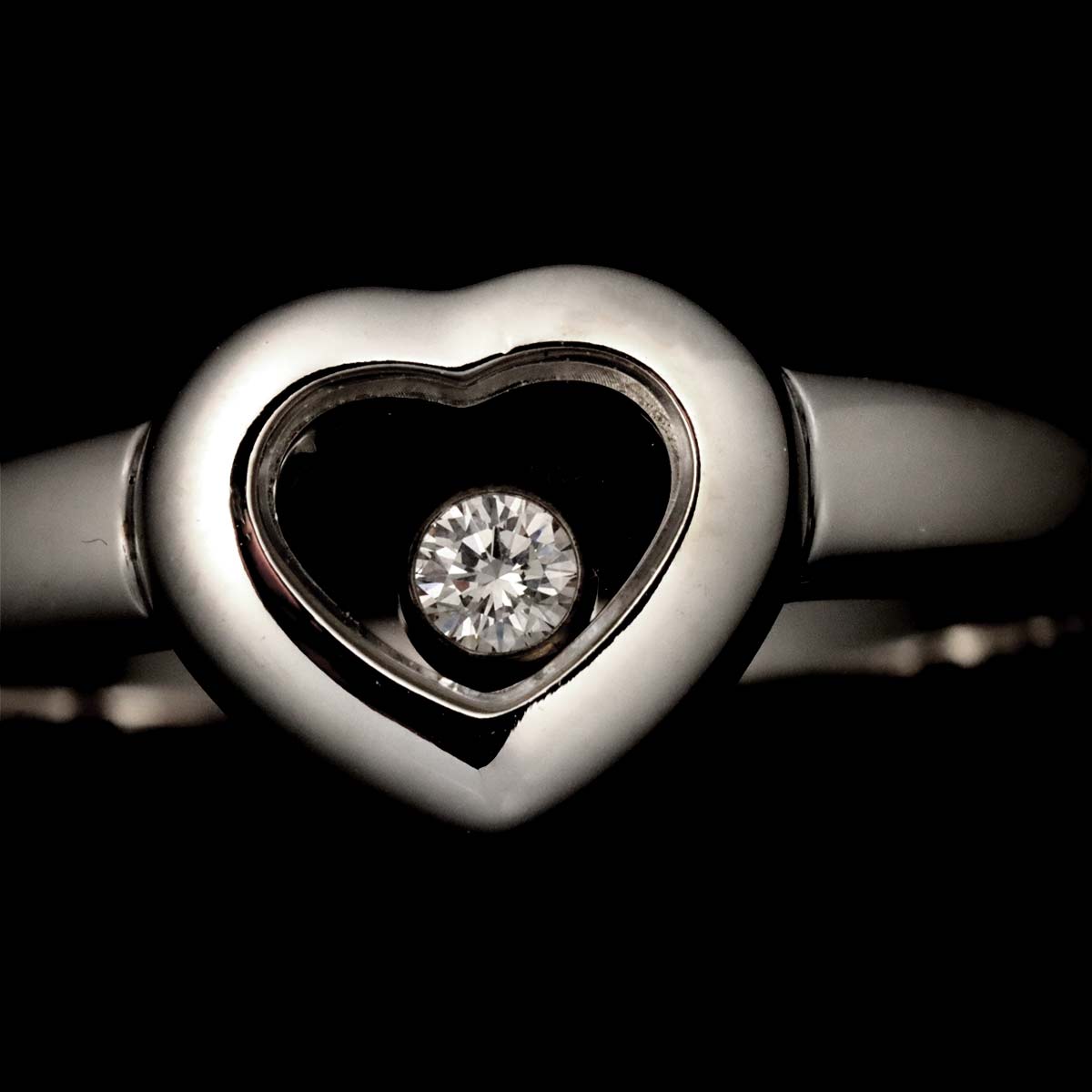 Happy Diamond Heart Ring 18K WG 750 Size4.75-5(US)