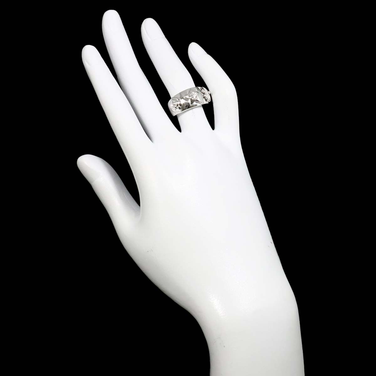 Three Symbols Diamond Ring 18K WG 750 size5.25(US)