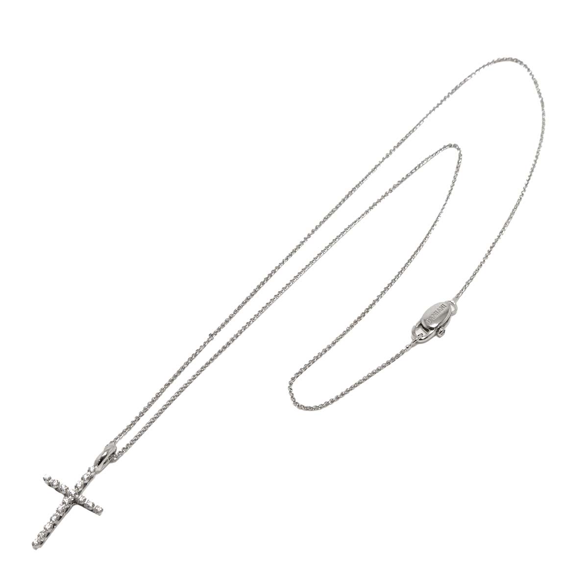 Mystery Cross Diamond Necklace 18K White Gold 750