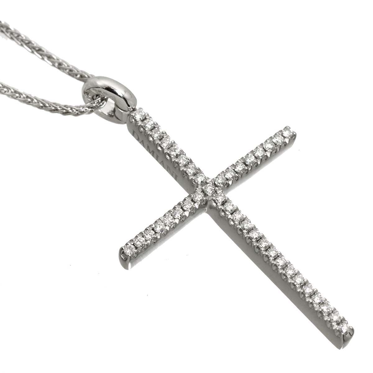 Mystery Cross Diamond Necklace 18K White Gold 750