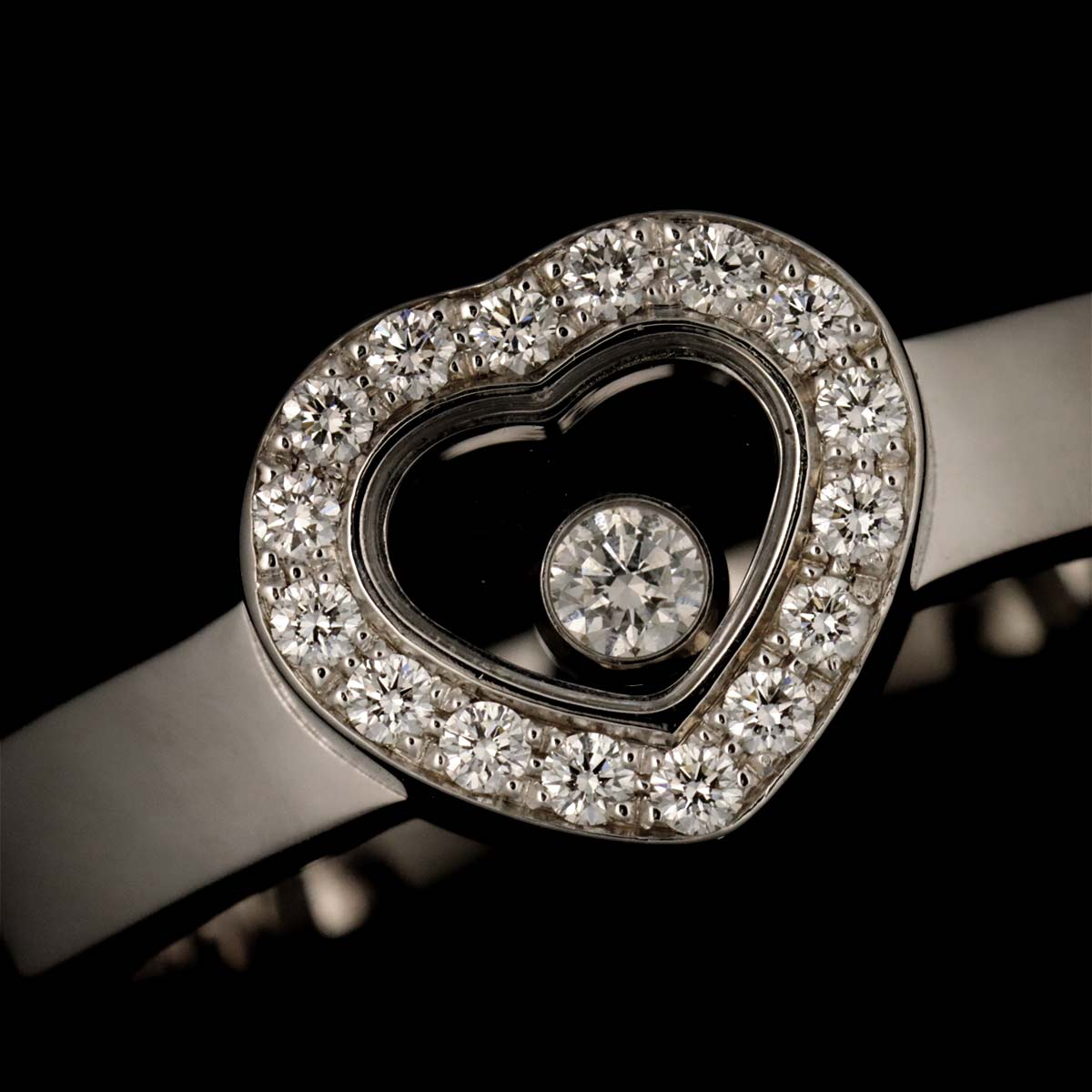 Happy Diamond Heart Ring 18K White Gold 750 Size6(US)