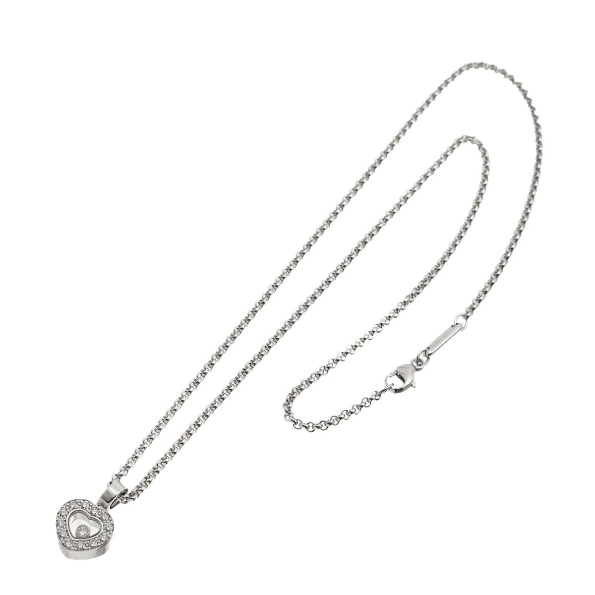 Happy Diamond Heart Necklace 18K White Gold 750
