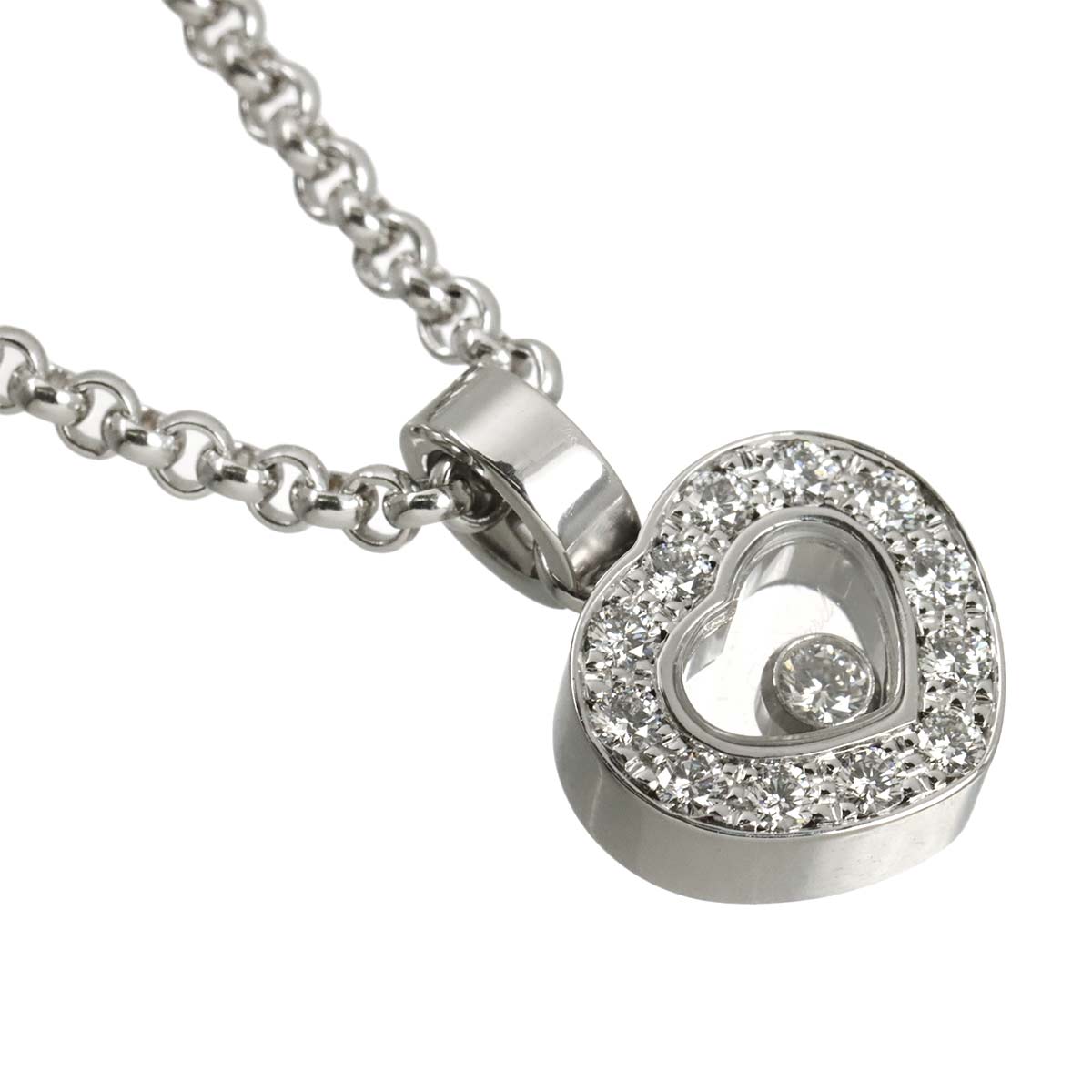Happy Diamond Heart Necklace 18K White Gold 750