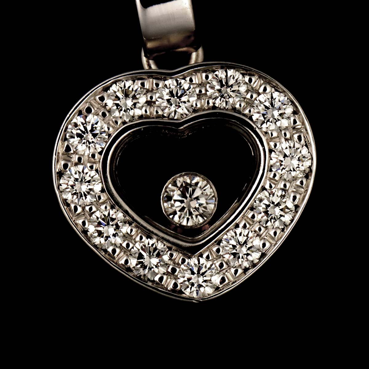 Happy Diamond Heart Necklace 18K White Gold 750