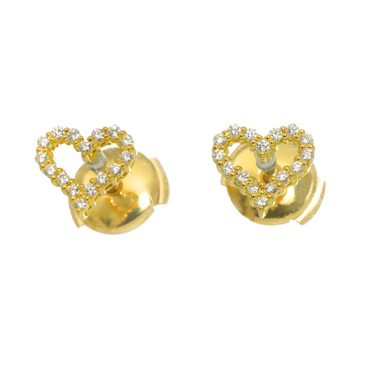 Heart Diamond Earrings Pierced 18K Yellow Gold 750