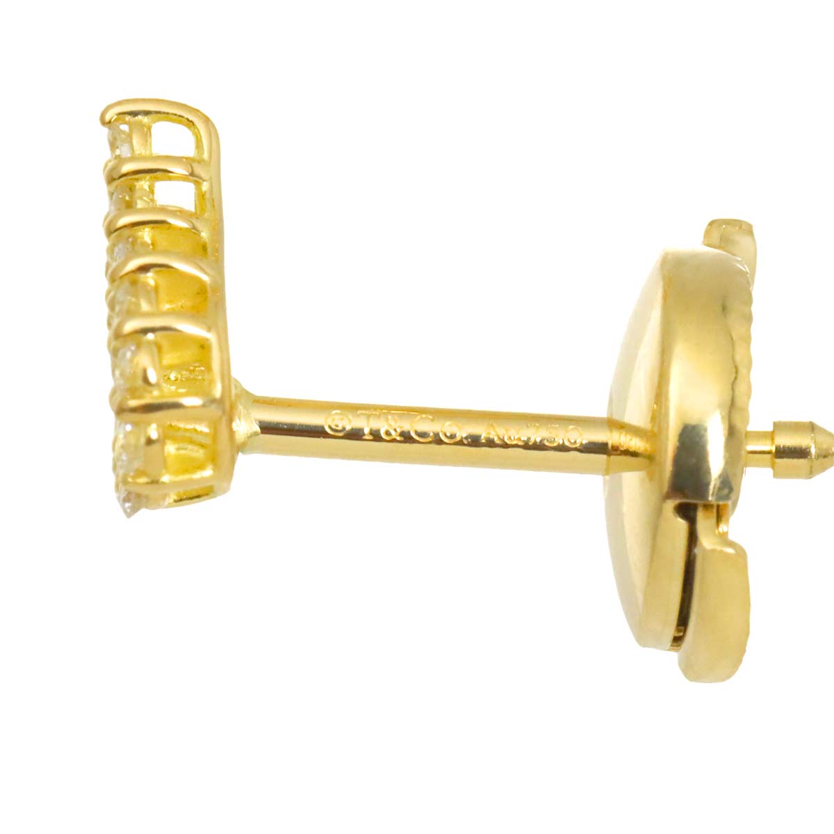 Heart Diamond Earrings Pierced 18K Yellow Gold 750