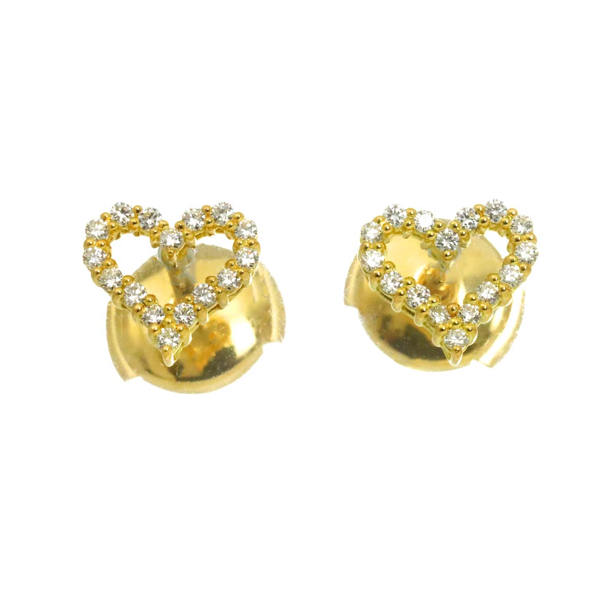 Heart Diamond Earrings Pierced 18K Yellow Gold 750