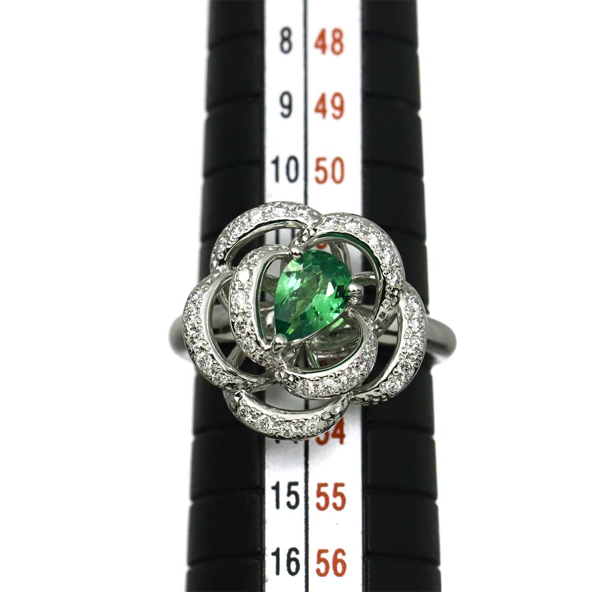 Garnet 0.67ct Diamond 0.26ct Ring 18K WG 750 size6-6.25(US)