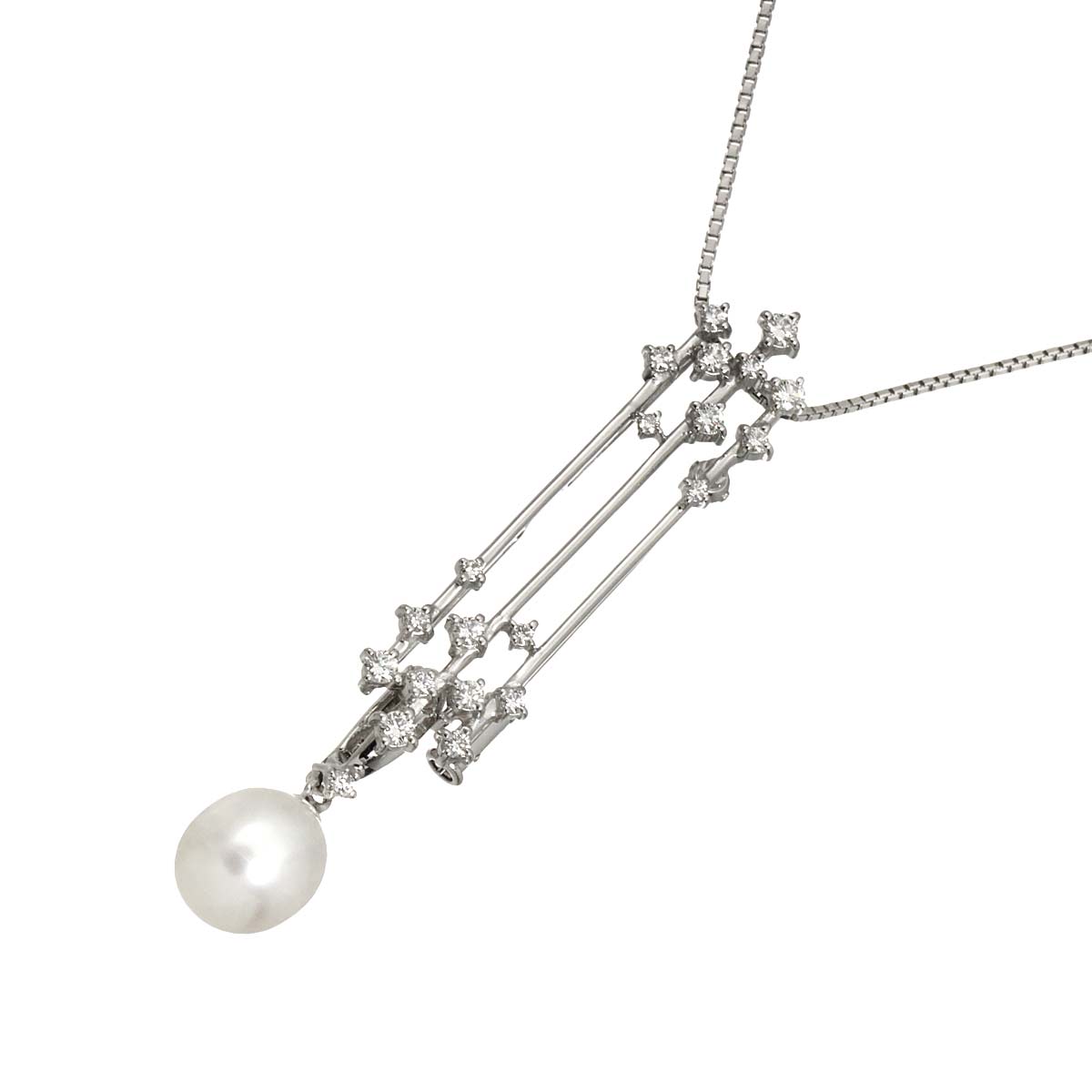 South Sea pearl Diamond 0.48ct/0.01ct Necklace 18K WG 3Way