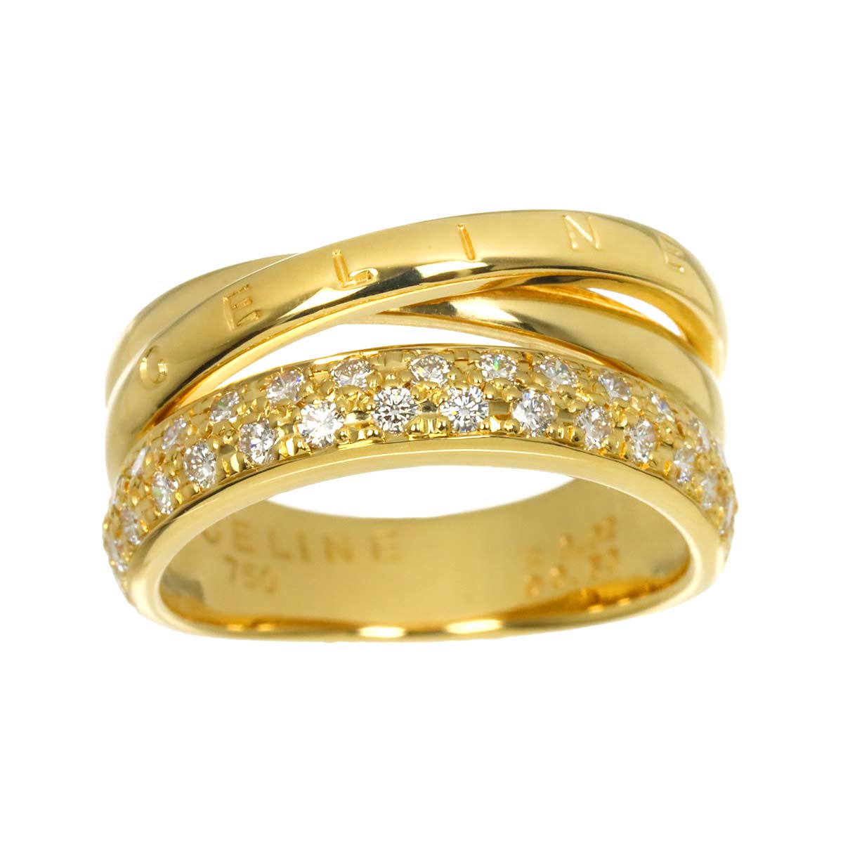 Diamond 0.50ct Ruby 0.02ct Ring 18K YG 750 Size6.75(US)