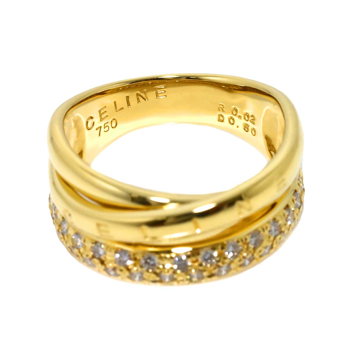Diamond 0.50ct Ruby 0.02ct Ring 18K YG 750 Size6.75(US)
