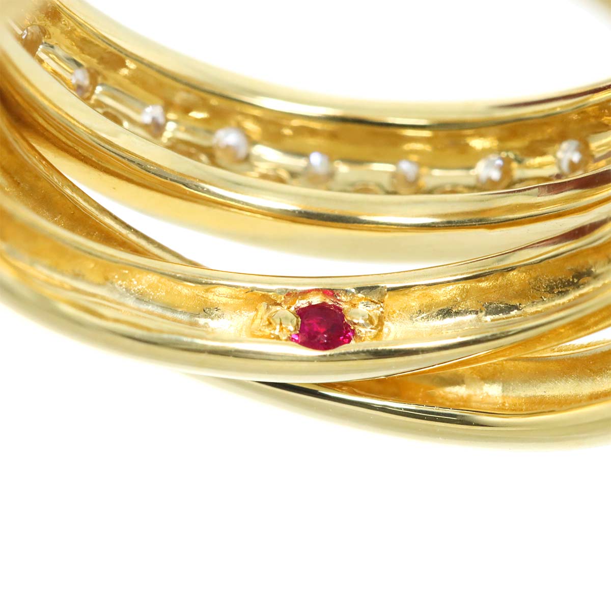 Diamond 0.50ct Ruby 0.02ct Ring 18K YG 750 Size6.75(US)