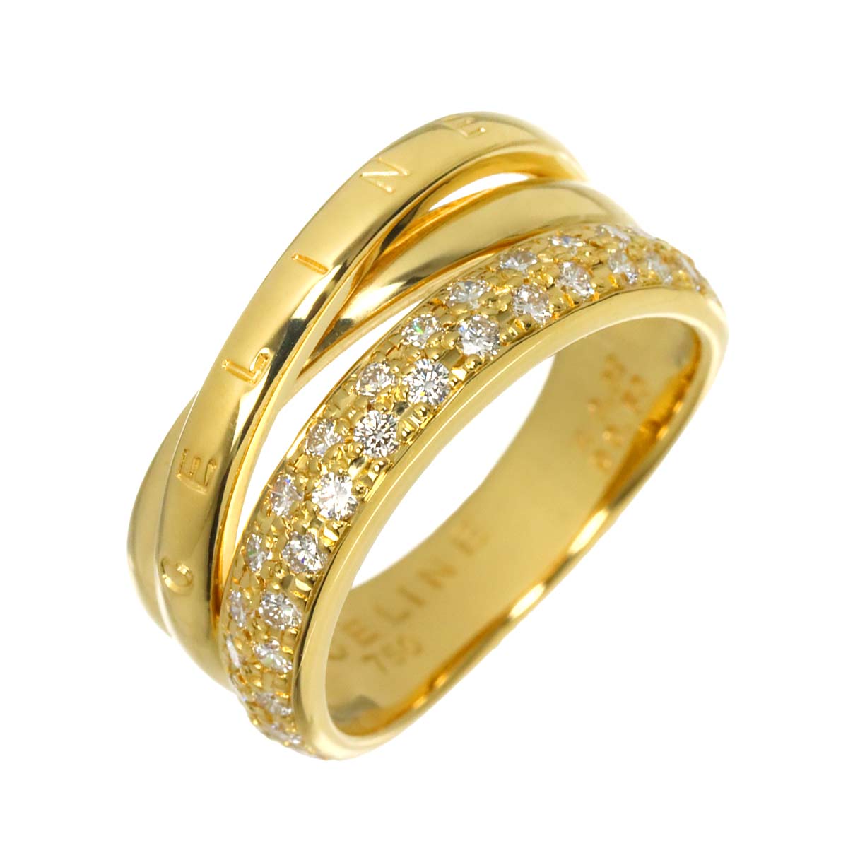 Diamond 0.50ct Ruby 0.02ct Ring 18K YG 750 Size6.75(US)