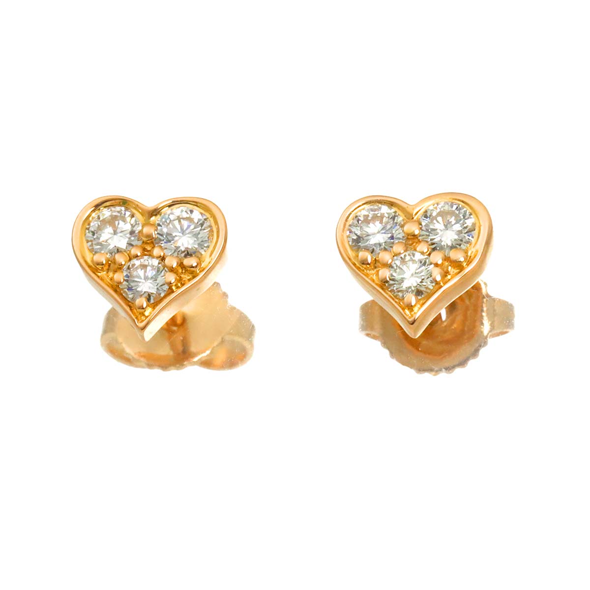 Sentimental Heart Diamond Earrings Pierced 18K PG 750