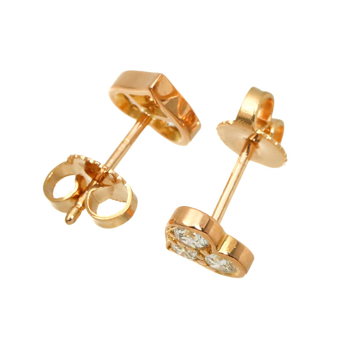 Sentimental Heart Diamond Earrings Pierced 18K PG 750