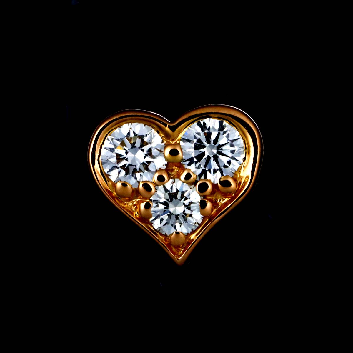 Sentimental Heart Diamond Earrings Pierced 18K PG 750