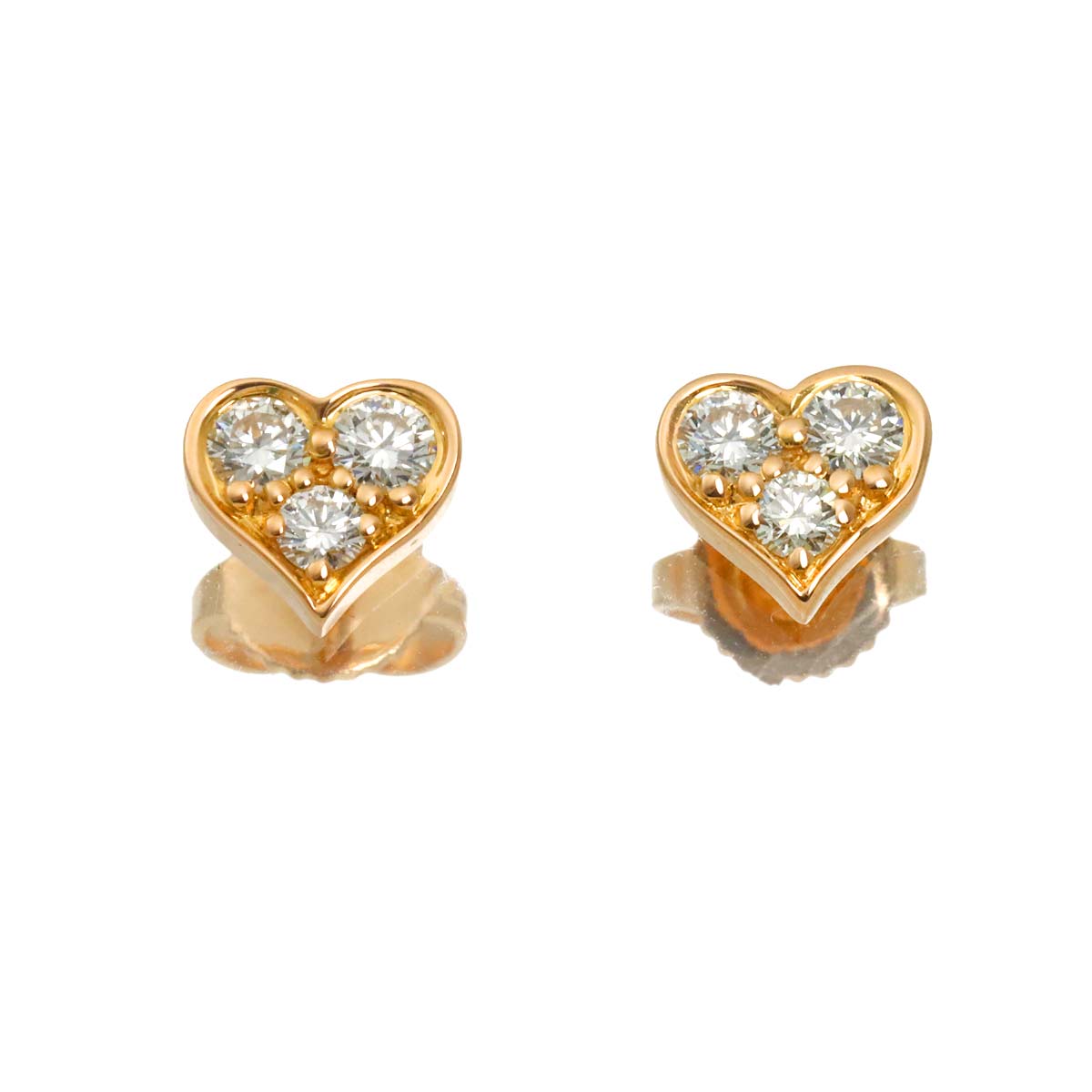 Sentimental Heart Diamond Earrings Pierced 18K PG 750