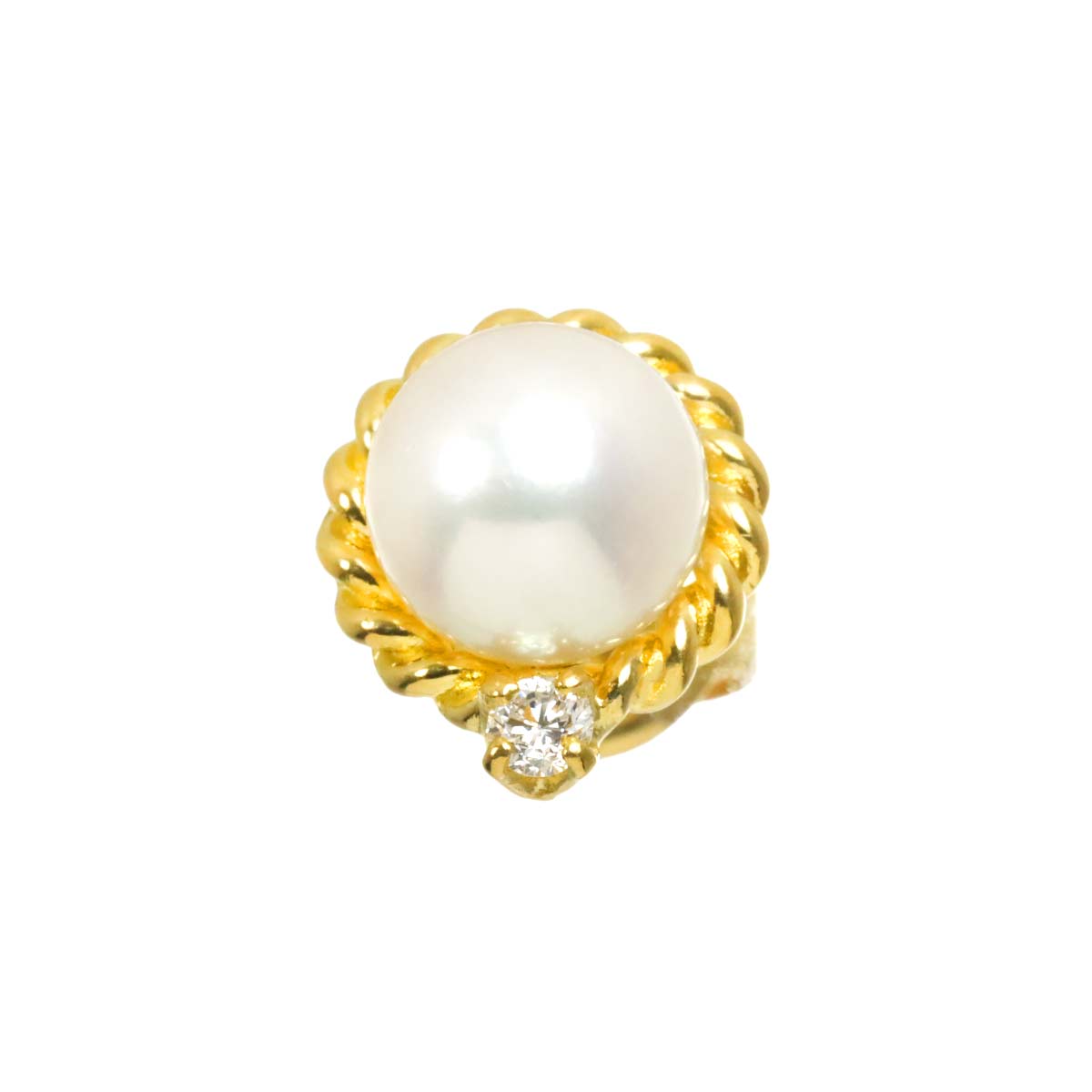 Akoya Pearl Diamond Earring Pierced 18K YG One piece only