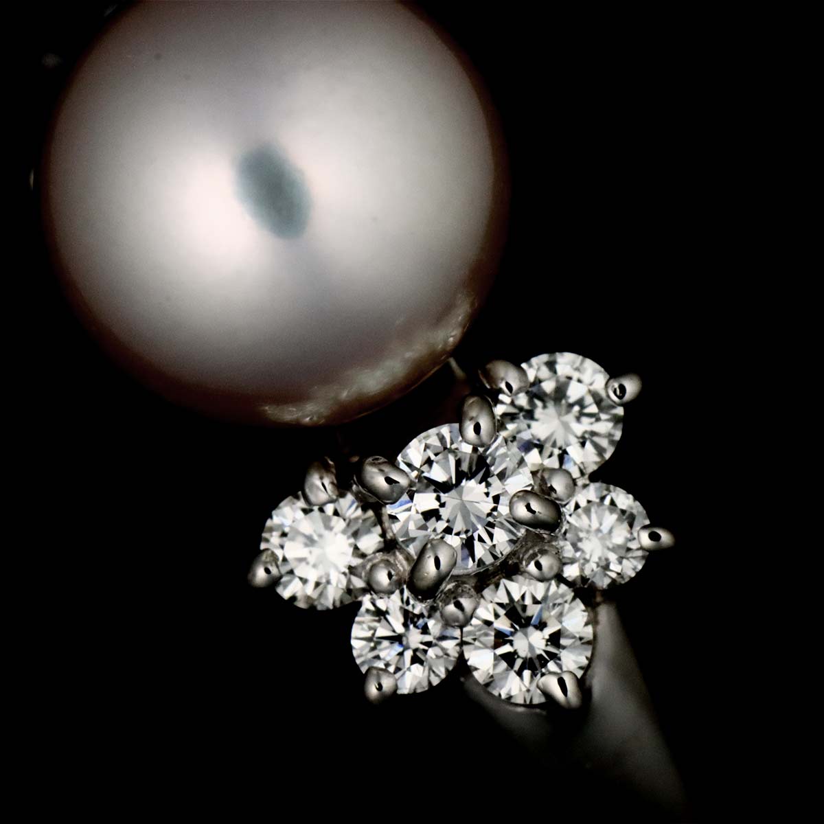Akoya Pearl 8.4mm Diamond 0.50ct Ring Pt size6.25-6.5(US)